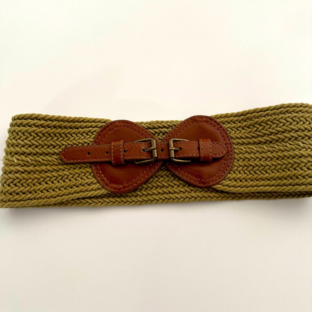 Vintage Angie Tan and Brown Wide Braided Belt